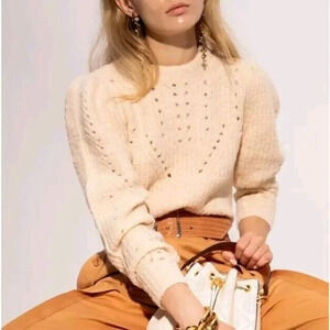 $465 Ulla Johnson Jasper Sweater Women Size P Dawn Cream Baby Alpaca Pullover